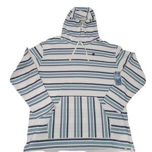 Hurley OG Hooded Poncho Hoodie Mens Size XL Striped Pullover Hooded Shirt Cotton